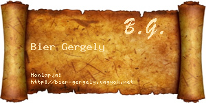 Bier Gergely névjegykártya